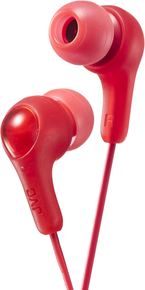 JVC Gumy in Ear Earbud Headphones, Powerful Sound, Comfortable and Secure Fit, Silicone Ear Pieces S/M/L - HAFX7R Red...