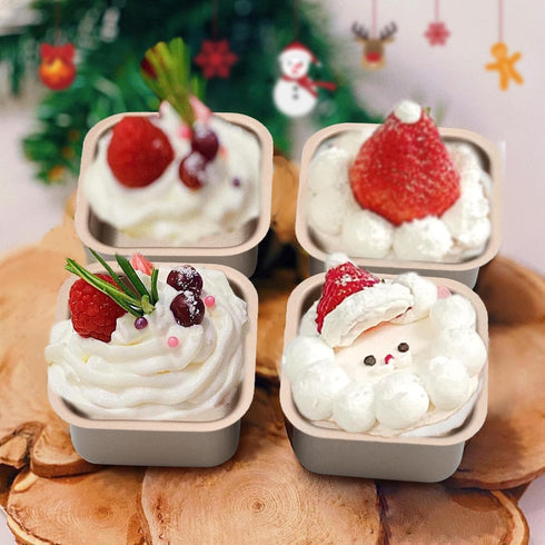 4 Pieces Mini Cake Moulds-Square Cake Baking Moulds-Baking Square Cake Moulds-Stainless Steel Mousse Cake Baking Moulds-For Baking Bread and Cooki...