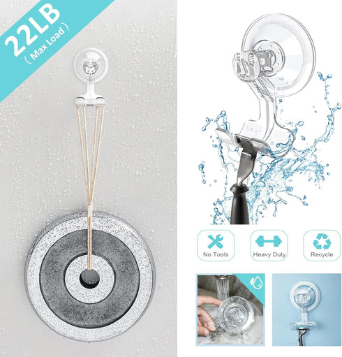 VIS'V Suction Cup Razor Holder, Shower Suction Razor Hooks for His and Hers, Removable and Reusable, Clear, 4 Pcs...