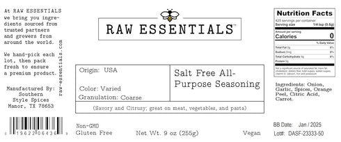 Salt Free All-Purpose Seasoning - Savory and Citrusy Seasoning Blend - Great on Meat, Vegetables, Pasta, and More - Large 9 Ounce Bottle - Salt Fr...