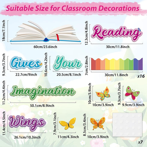 gisgfim Reading Bulletin Board Decorations Set Classroom Butterfly Bulletin Board Borders Cutouts Reading Gives Your Imagination Wings Back to Sch...