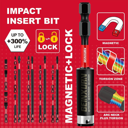 Impact Tough Magnetic Mixed 23Pack Insert Driver Bits, S2 Alloy Steel Screwdriver Power Bits Set with 1Pcs Impact Magnetic Bit Holder...
