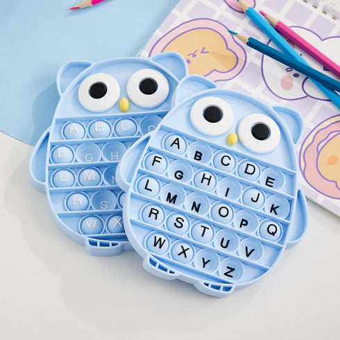 Push Pop Bubble Fidget Sensory Toy, Silicone Stress Relief Popping Toy, ABC Alphabet Owl Shaped Educational Learning Tools for Toddlers Kids Stude...
