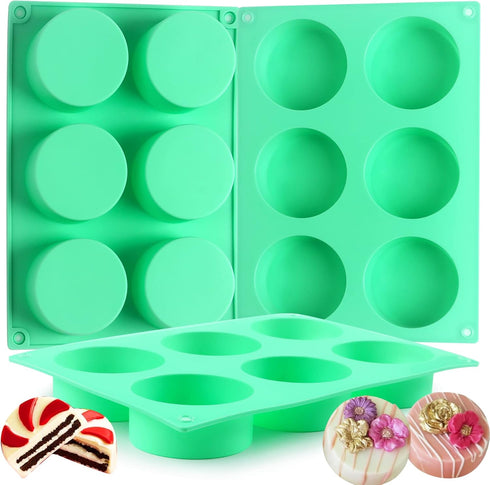 3Pcs Oreo Cookie Chocolate Silicone Mold, 6-Cavity Round Cylinder Oreo Chocolate Cover Molds for Candy, Silicone Baking Molds for Mini Cakes, Jell...