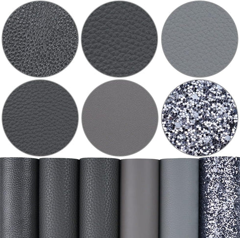 Litchi 6 Pack 8x12 Inch Faux Leather Sheets for Bow Earring, Easy to Cut Vinyl Fabric for Cricut, Durable Fade Resistant Leatherette Without Smell...