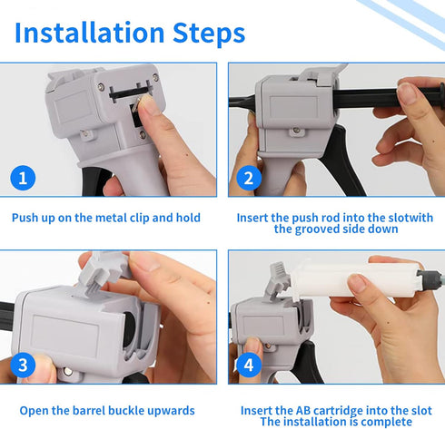Dispensing gun AB glue gun 50ml two-component glue gun 2:1/1:1 epoxy glue gun dispensing gun, suitable for 1:1/2:1double cartridges, with 8pcs mix...