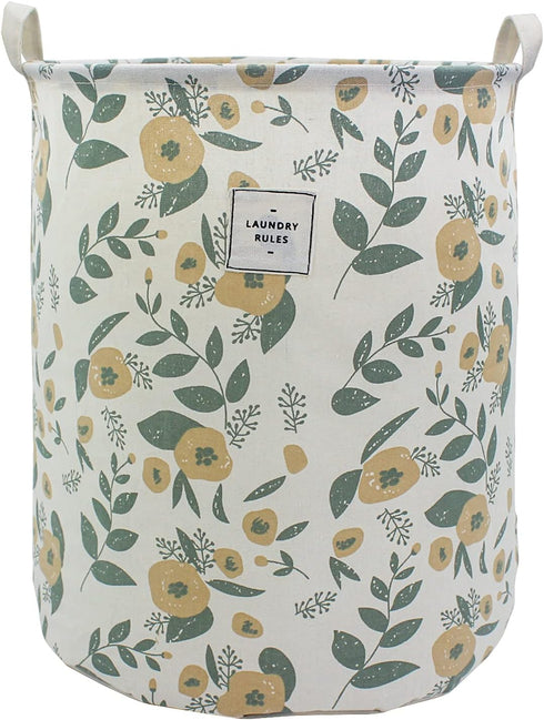 Mziart Collapsible Laundry Basket, Floral Printing Large Laundry Hamper for Baby Girls Kids Toys Clothes Organizer Foldable Storage Bin Waterproof...