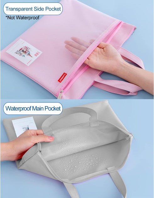 Pendancy Mesh Zipper Pouch 11x13.7 in, Large Double Pocket Waterproof File Bag with Handle, A4 Size Foldable Document Storage for Puzzle Project/C...