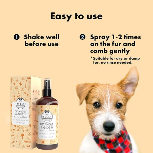 Belly Dog Detangling Spray, 8.5 Fl Oz - A Natural Dog Leave in Conditioner Spray & Detangler Spray - Dog Conditioner for Matted Coats & Detangling...