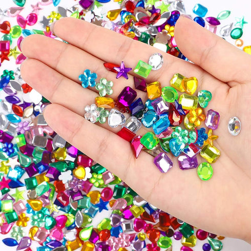 JPSOR 900pcs Gems Jewels for Crafts, Acrylic Flatback Rhinestones for Halloween Pirate Party Decorations, Crafting Embellishments Gemstone (9 Shap...