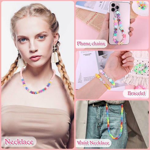 Wutubug 1500pcs Pony Beads Bracelet Making Kit, 24 Colors Friendship Bracelet Kit Kandi Beads, Letter Beads Heart Beads with Elastic String for Je...