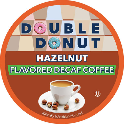 Double Donut Coffee Hazelnut Decaf Coffee Pods Medium Roast Decaffeinated Coffee Pods with Nutty Hazelnut Flavor for Keurig K Cup Machines (SYNCHK...