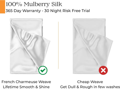 Sleep Mantra White Silk Pillowcase Standard Size - 100% Real Silk Smooth 20 x 26 Inch Pillow Cover, 22 Momme Washable Soft Pillow Sham for Perfect...