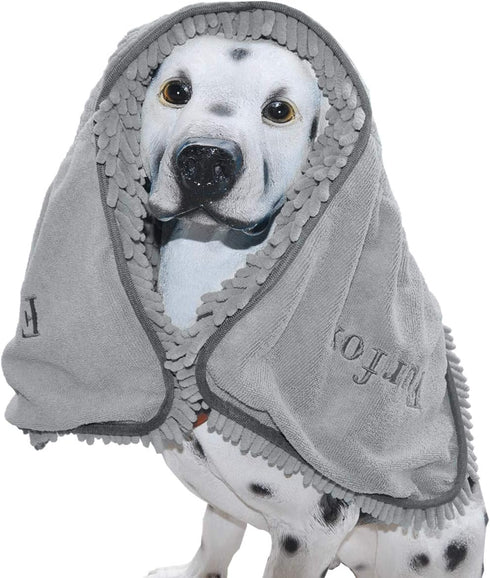 Absorbent Dog Towel, Microfiber Quick Drying Towel Machine Washable with Hand Pockets Pet Towel for Medium Large Dog 35 x 15''...