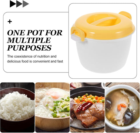 Microwave Rice Cooker Vegetable Steamer Set Portable Travel Removable Non- Stick Pot Kitchen Cookware for Cooking Soup Rice Stews Oatmeal 20X20X15...