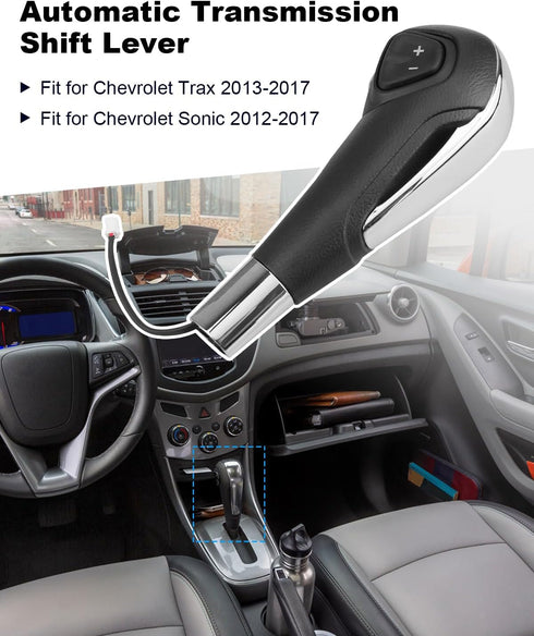 Gear Shift Knob Automatic Transmission Handle Shift with Button Fit for Chevrolet Trax Frosted 2013-2017 Fit for Chevrolet Sonic 2012 2013-2017 Ch...
