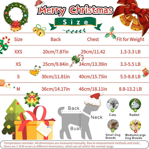Dog Christmas Outfit Dog Dresses for Medium Dogs Girl XXS Puppy Clothes Holiday Pet Dress Xmas Cat Apparel Clothing Plaid Doggy Skirt Party XXS Do...
