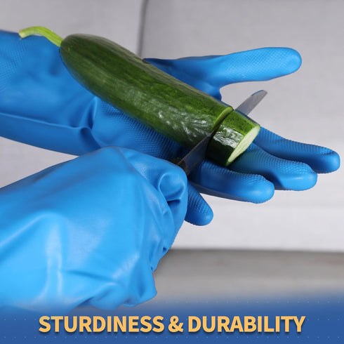 BOOMJOY Nitrile Cleaning Gloves, Heavy Duty Dishwashing Gloves, Reusable Medium Gloves for Kitchen, Bathroom, Gardening, Working, Pet Care - Blue,...