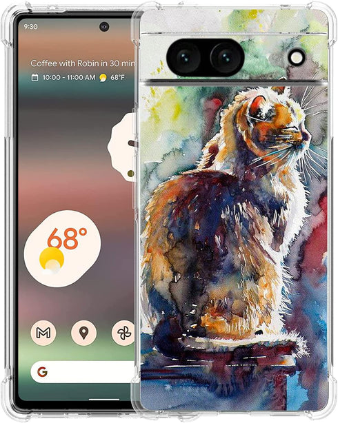 Case for Google Pixel 7a,Cute Cat Painting Drop Protection Shockproof Case TPU Full Body Protective Scratch-Resistant Cover for Google Pixel 7a...