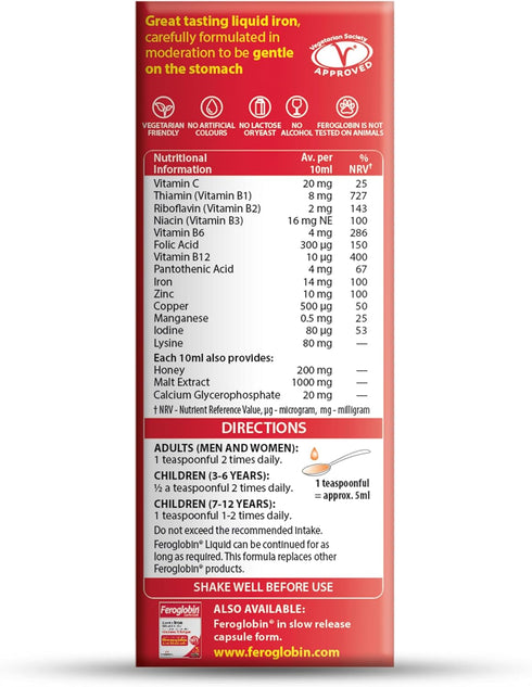 Gentle Iron and Nutrient Liquid - Reduce Tiredness and Fatigue | Maintain Health and Vitality | Natural Iron Source...