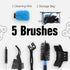 Bike Cleaning Kit (6 Pcs) with 1 Storage Bag, 5 Brushes for Tires, Chain, Sprockets, Cranks, Hubs, and Spokes, 1 Cleaning Mitt for Frame, Saddle, ...