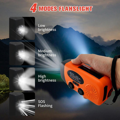 5000mAh Weather Emergency Radio, Portable Solar AM/FM/NOAA Hand Crank Radio, Cell Phone Charger with SOS, 1W LED Flashlight, Headphone Jack, Power...