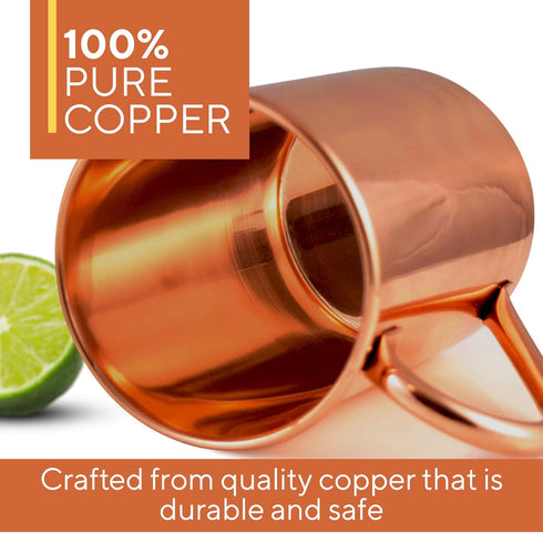 Moscow Mule Copper Mug by Solid Copper - Authentic Moscow Mule Mugs Unlined 16 oz...
