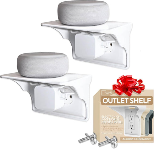 Storage Theory Power Perch Horizontal Outlet Shelf – Space Saving Bathroom Shelving for Electric Toothbrush, Echo Dot Holder – Router Stand, Smart...