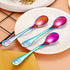 Boao 6 Pieces Kids Rainbow Spoons Stainless Steel Rainbow Toddler Cutlery Silverware Utensil Kids Child Safe Flatware for Home and Preschools...