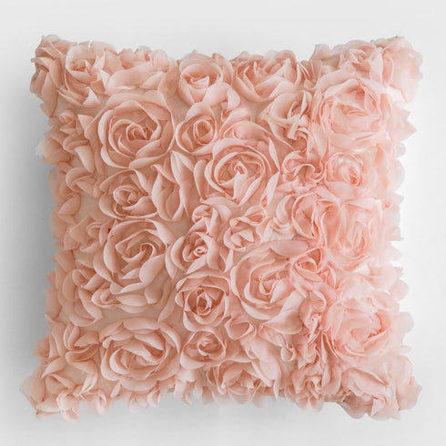 MIULEE 3D Decorative Romantic Valentines Stereo Chiffon Rose Flower Throw Pillow Cover Solid Pillowcase for Girl Women Wedding Sofa Bedroom Car Sp...