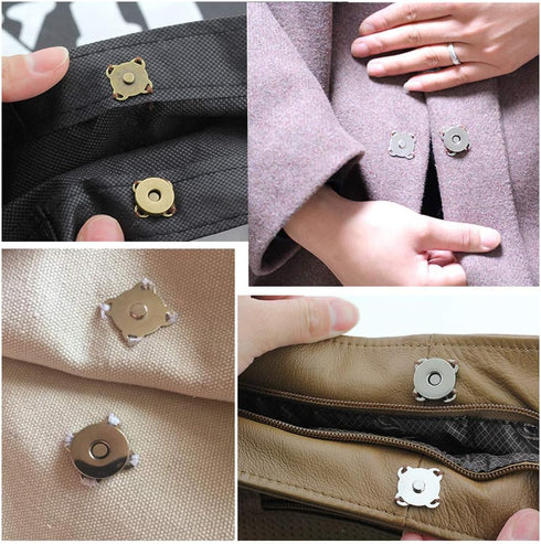 25 Sets Bronze Sew in Magnetic Bag Clasps Button Snaps Tone Purse Great for Closure Handbag Clothes Sewing Craft No Tools Required Plum Blossom 14...