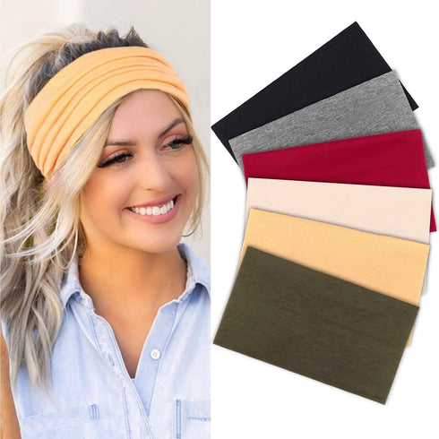 Extra Wide Headbands for Women Head Bands for Women's Hair Band Stretchy Turban Girls Styling Accessories 6 Pack Skincare Headband Sports Headband...