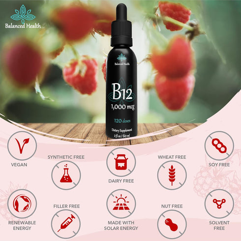 B12 1,000 mcg, 2oz 120 Servings, Raspberry Flavor, Methylcobalamin Sublingual Drops...