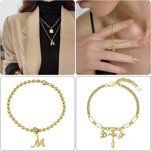 SAVITA 130pcs/5 Sets Lower Case ABC Letter Charms Mini Alphabet A-Z Zinc Alloy Bracelet Necklace Pendants for DIY Jewelry Making (Gold)...