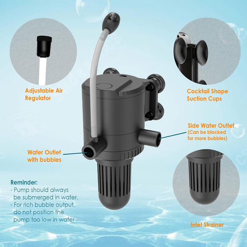 AquaMiracle Aquarium Powerhead Pump with Double Water Outlet & Aeration, 210GPH Fish Tank Water Pump Wave Maker for Aquarium, Submersible Aquarium...