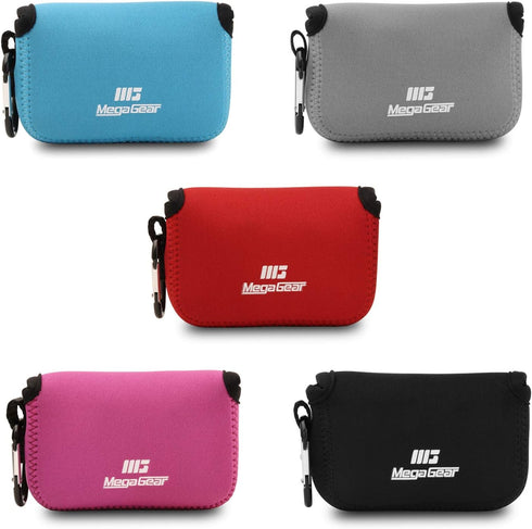 MegaGear ''Ultra Light'' Neoprene Camera Case Bag with Carabiner for Panasonic Lumix DC-ZS80, DC-ZS70, DMC-ZS100, DC-TZ95, DC-TZ90, DMC-TZ100 (Bla...