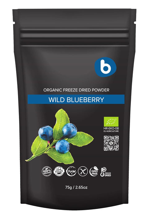 Organic Wild Blueberry Powder, Bilberry Powder - from Freeze Dried Blueberries, Frozen Blueberries - High in Anthocyanins & Polyphenols - for Smoo...