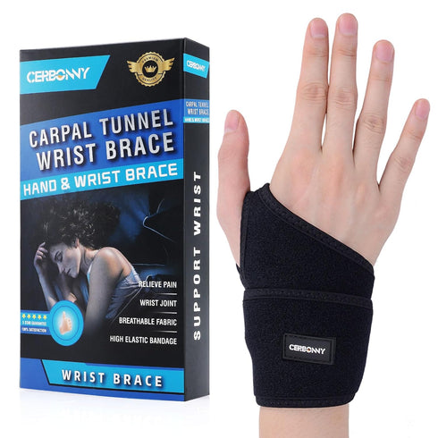 Carpal Tunnel Wrist Brace,1Pack Wrist Support Brace Adjustable Wrist Strap Reversible Wrist Brace for Sports Protecting/Tendonitis Pain Relief/Car...