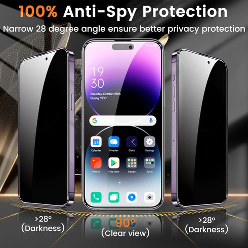 3+3 Pack Privacy Screen Protector for iPhone 14 Pro Max 6.7-Inch with 3 Pack Camera Lens Protector, Anti Spy Tempered Glass Film 9H Hardness Bubbl...