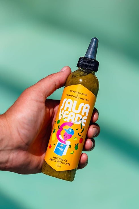Heartbeat Hot Sauce x Laurent Dagenais Salsa Verde: Poblano Peppers, Pineapple, Tomatillos, Avocado Oil, Honey, Oregano, and Cilantro, 6 oz - Smal...