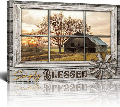 Rustic Old Barn Canvas Wall Art Farmhouse Barn Family Decor Print Paintings Country Farm Pictures Modern Home Artwork Decor For Living Room Kitche...