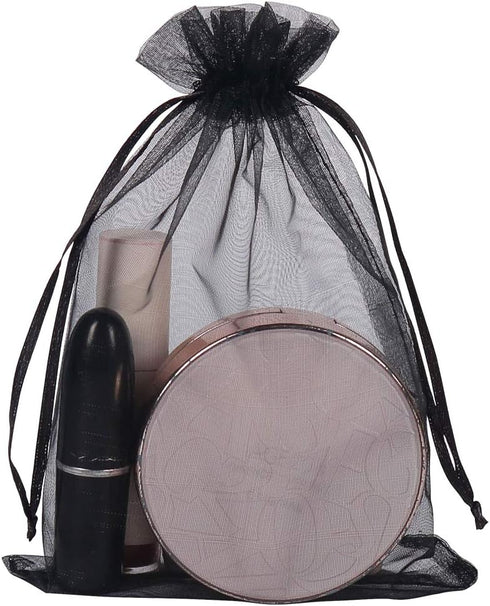 YQL Black Organza Bags,100PCS 5x7 Inch Gift Favor Bags Mesh Fruit Protection Bags Jewelry Pouches Sachet Bags Wedding Party...