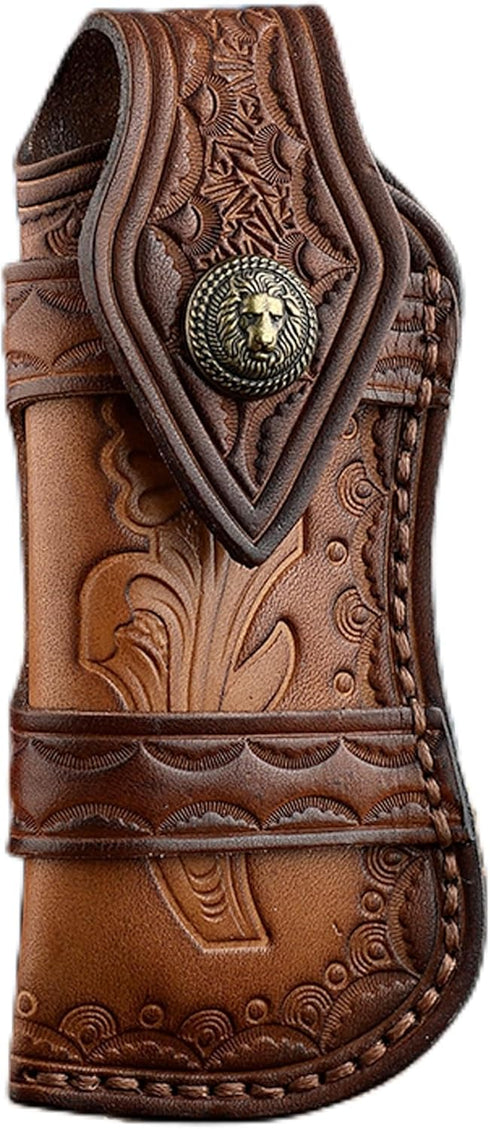 Omesio Pocket Knife Sheath, 5" Horizontal Knife Sheath for Belt, EDC Organizer Folding Knife Leather Sheaths, Small Belt Pouch Holder for Men...