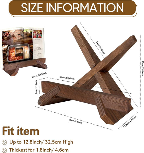 Cookbook Stand, Stylish Recipe Book Holder, Wooden Cookbook Holder, Multifunctional Photo Picture Frame Display Stand Cook Book Holder Stand for H...