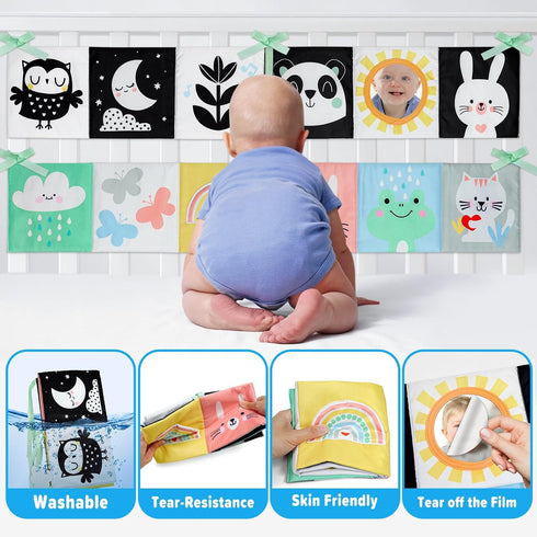 OKOOKO Black and White Baby Book High Contrast Baby Toy 0-6 Months Baby Soft Book Tummy Time Toy Crib Stroller Toy Montessori Sensory Toy Early Ed...