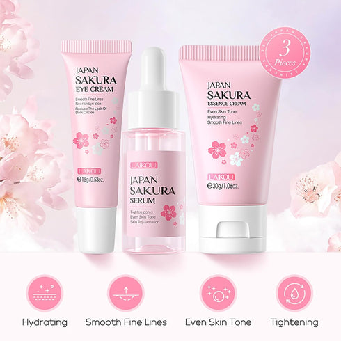 Skin Care Set JAPAN SAKURA Women Beauty Gift Sets Skin Care Kit with Serum, Eye Cream, Face Cream Travel Kit for Women Wife Mom Teen Girls TSA-fri...
