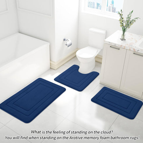 Arotive Memory Foam Bathroom Rug Mat 24x16, Ultra Soft and Absorbent Bath Mat, Machine Wash Dry, Comfortable Bath Rug Carpet for Bathroom Floor, T...