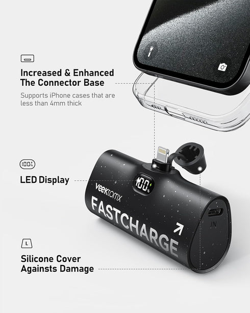 VEEKTOMX Small Portable Charger for iPhone, Fast Charging Power Bank Mini 5000mAh PD Battery Pack Compatible with iPhone 14/14 plus/14 Pro Max/13/...