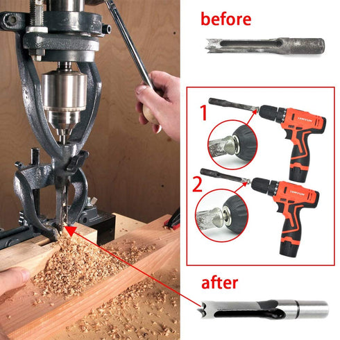 Woodworking Square Hole Drill Bit Sharpener Mortise Chisel Bit Sharpening Tool Up to 1/2" Bit Grit #220/600-2Pack...
