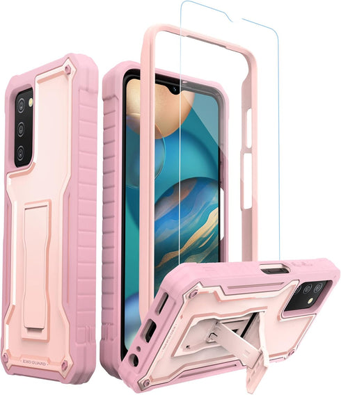 ExoGuard for Samsung Galaxy A03S 5G Case, Rubber Shockproof Heavy Duty Case with Screen Protector for Samsung A03S 5G Phone, Built-in Kickstand (P...